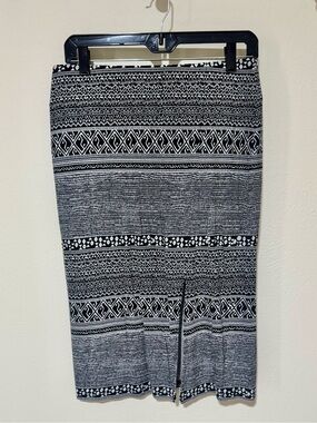 BCBGeneration Black and White Geometric Midi Skirt